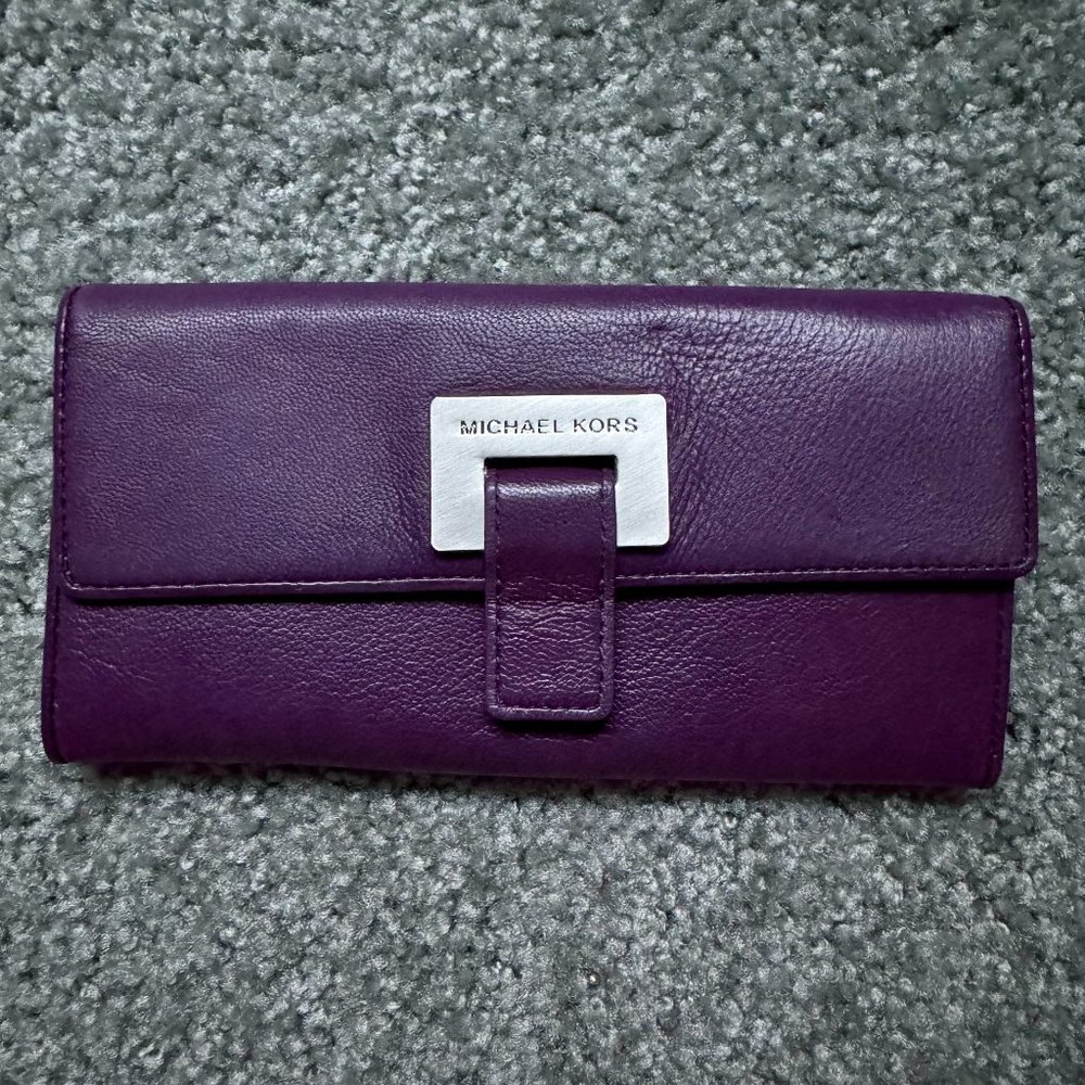 Michael Kors purple leather small clutch
